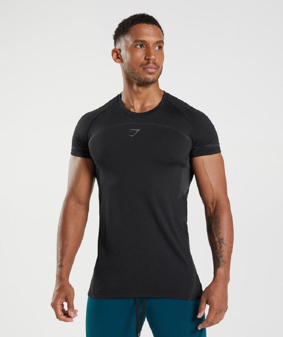 Gymshark 315 Seamless Muške T Shirts Crne | HR 2177TCE